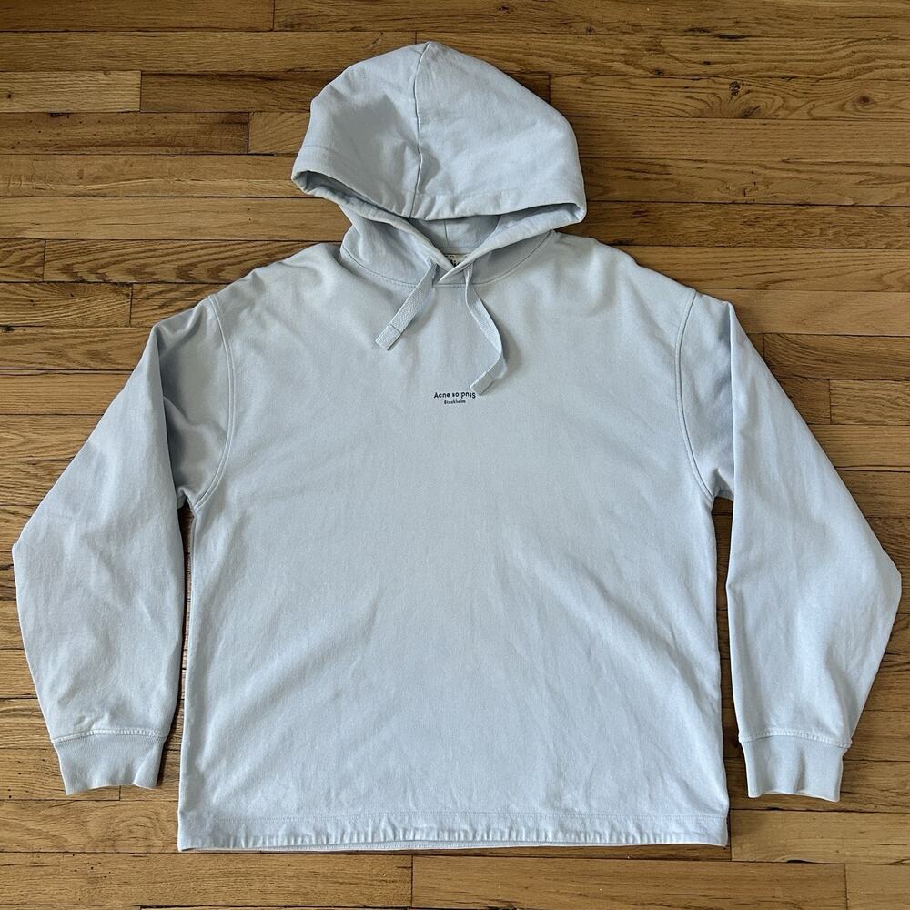 Acne Studios Logo Stamp Hoodie Light Blue Men’s L Oversized Stockholm